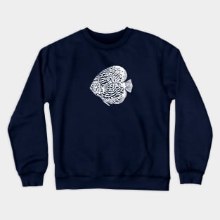 Discus Fish or Pompadour Fish - animal ink drawing Crewneck Sweatshirt